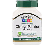 Гинкго Билоба, 60 мг, стандартизирован, 21st Century Health Care, Ginkgo Biloba Extract, 60 капсул