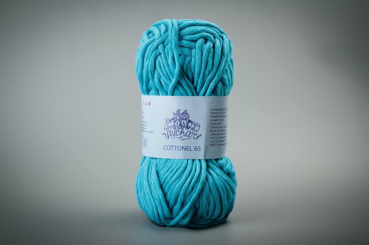 Пряжа бавовняна Vivchari Cottonel 65, Color No.3006 світла бірюза