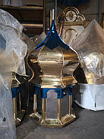Купол церкви з синіми "галстукамы" і декором на барабані, 80 см, нітрид титану