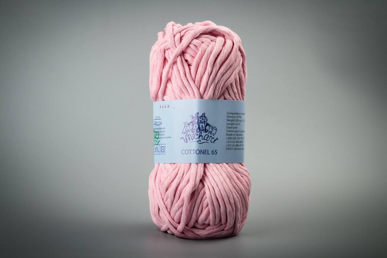Пряжа бавовняна Vivchari Cottonel 65, Color No.3009 світло-рожевий