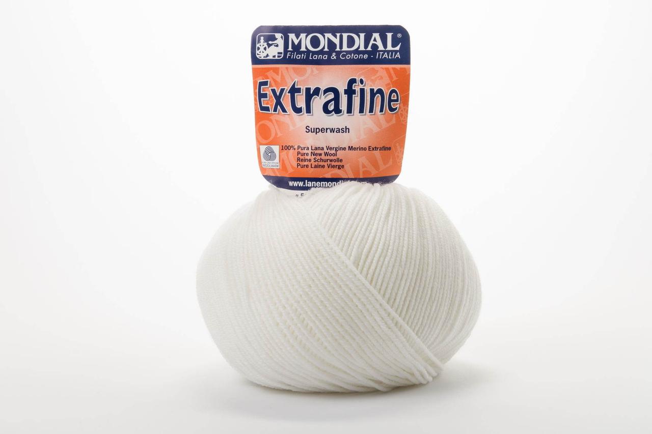 Пряжа Mondial Extrafine Superwash, Color No.0100 білий, фото 1
