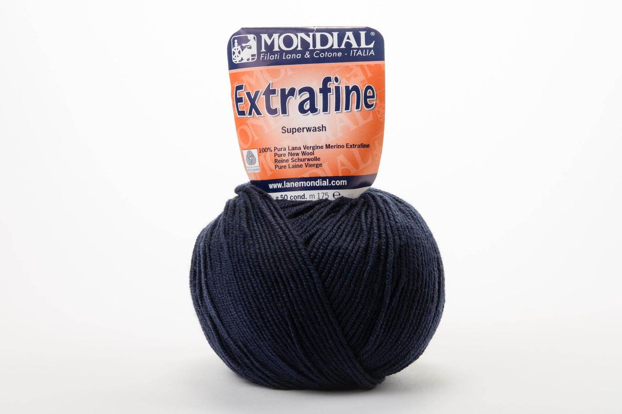 Пряжа Mondial Extrafine Superwash, Color No.0417 темно-синій