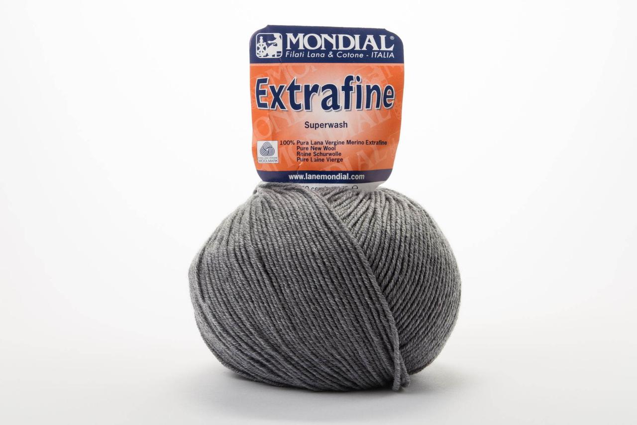 Пряжа Mondial Extrafine Superwash 0700 середній сірий