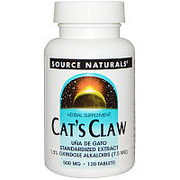Кошачий коготь (Cat's Claw), Source Naturals, 500 мг, 120 таб.