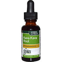 Gaia Herbs, Корень кава-кавы, экстракт трав, 1 жидкая унция (30 мл)