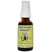 Flower Essence Services, Five-Flower Formula, Спрей с цветочной эссенцией, не содержит спирта, 1 ж. унций (30