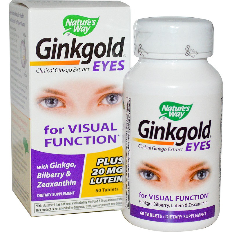Витамины для глаз с черникой и гинкго, Natures Way, Ginkgold Eyes, 60 таблеток - фото 1 - id-p1294054410