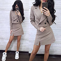 Костюм-спідниця міні з розрізом і піджак на запах, фото 4