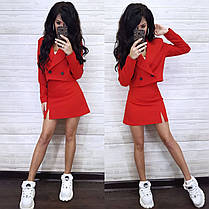 Костюм-спідниця міні з розрізом і піджак на запах, фото 3