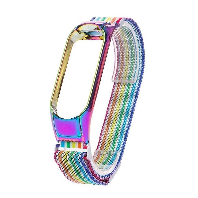 Ремінець для фітнес браслета Xiaomi Mi Band 5 і 6 міланська петля райдужний