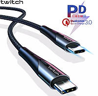 Кабель PD 60W USB type C - USB type З Тwitch 2 метри.