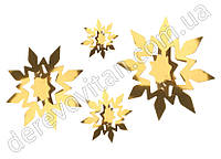 Новогодний декор подвесные "Снежинки", золото, набор 14 шт.