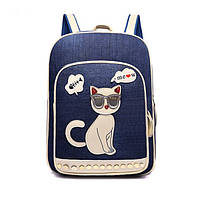Джинсовий рюкзак із нашивками Кішки, фото 4