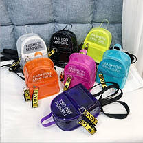 Прозорий силіконовий рюкзак з написом Fashion mini girl, фото 3