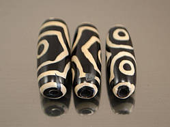 Бусина Дзі 3 очі лабіринт — чорна 2 сорт