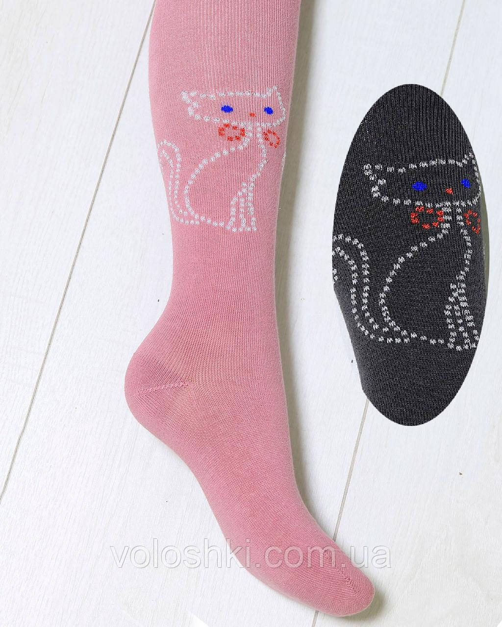 Колготи дитячі для дівчинки демісезонні, з малюнком Кішечка стразами, KBS, фото 1