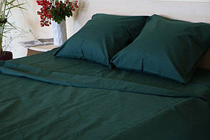 Полуторное постельное белье Gold темно-зеленое