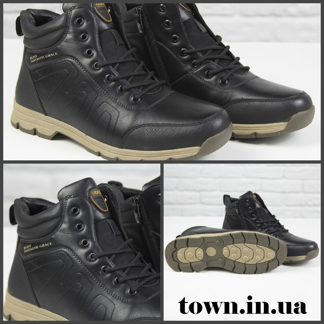 Зимові чоловічі теплі черевики на хутрі Stylen Gard M8922-2 чорні, фото 1