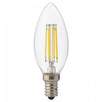 Лампа эдисона филаментная (6W, цоколь Е14, 4200К) винтажная ретро лампочка для интерьера светодиодная CANDLE-6