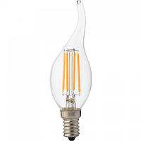 Лампа едісона філаментна (6W, цоколь Е14, 2700К) вінтажна ретро лампочка для інтер'єру світлодіодна FLAME-6