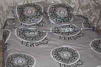 Постельное белье Евро размера "Версаче" серый окрас