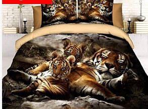 3D Двоспальне постільна білизна "Тигри сплячі"