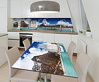 Наклейка 3Д виниловая на стол Zatarga «Корабль с белыми парусами» 600х1200 мм для домов, квартир, столов,