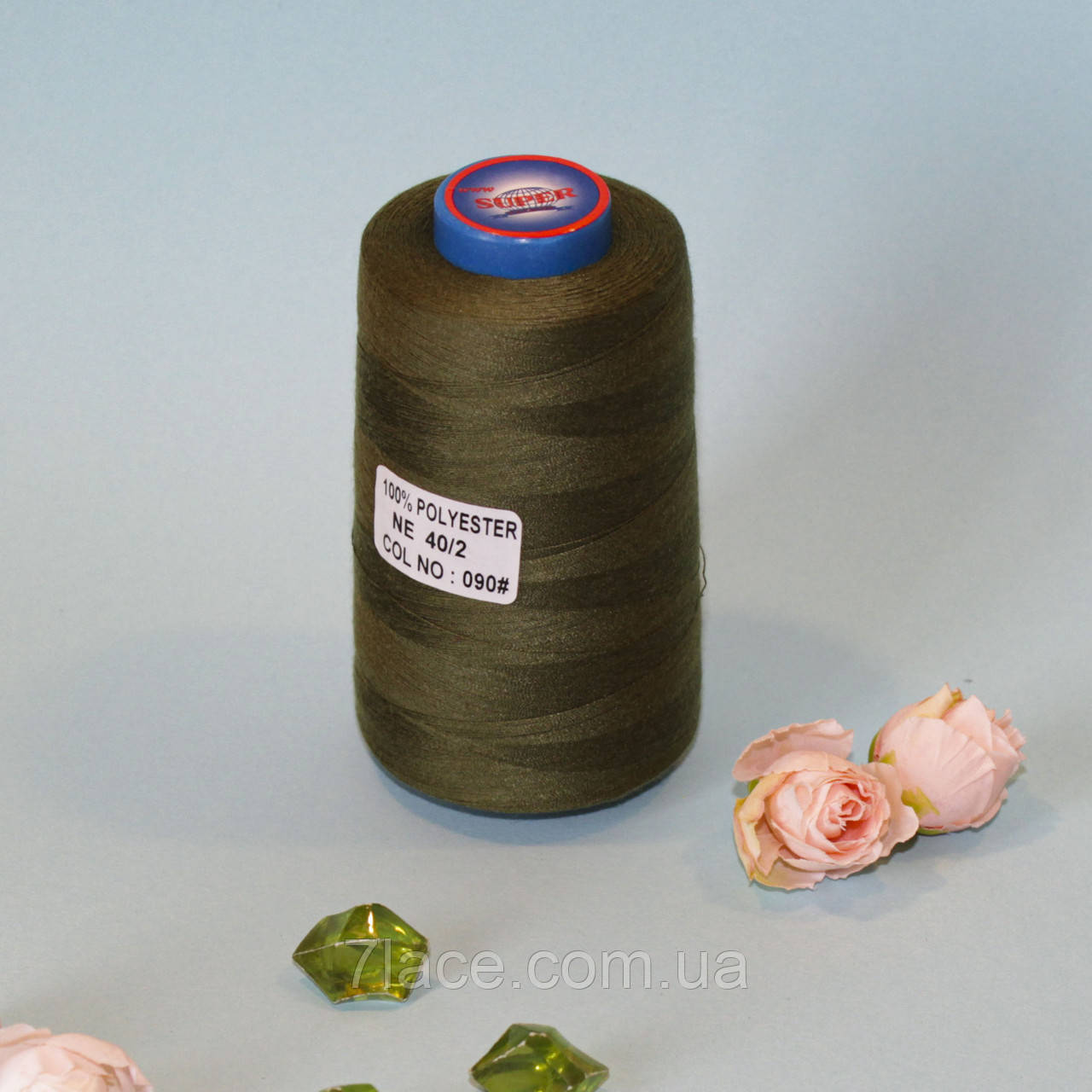 Нитки конус/колір хакі/100% поліестер/40/2/бобіна 4000 ярдів ( приблизно 3500 м), фото 1