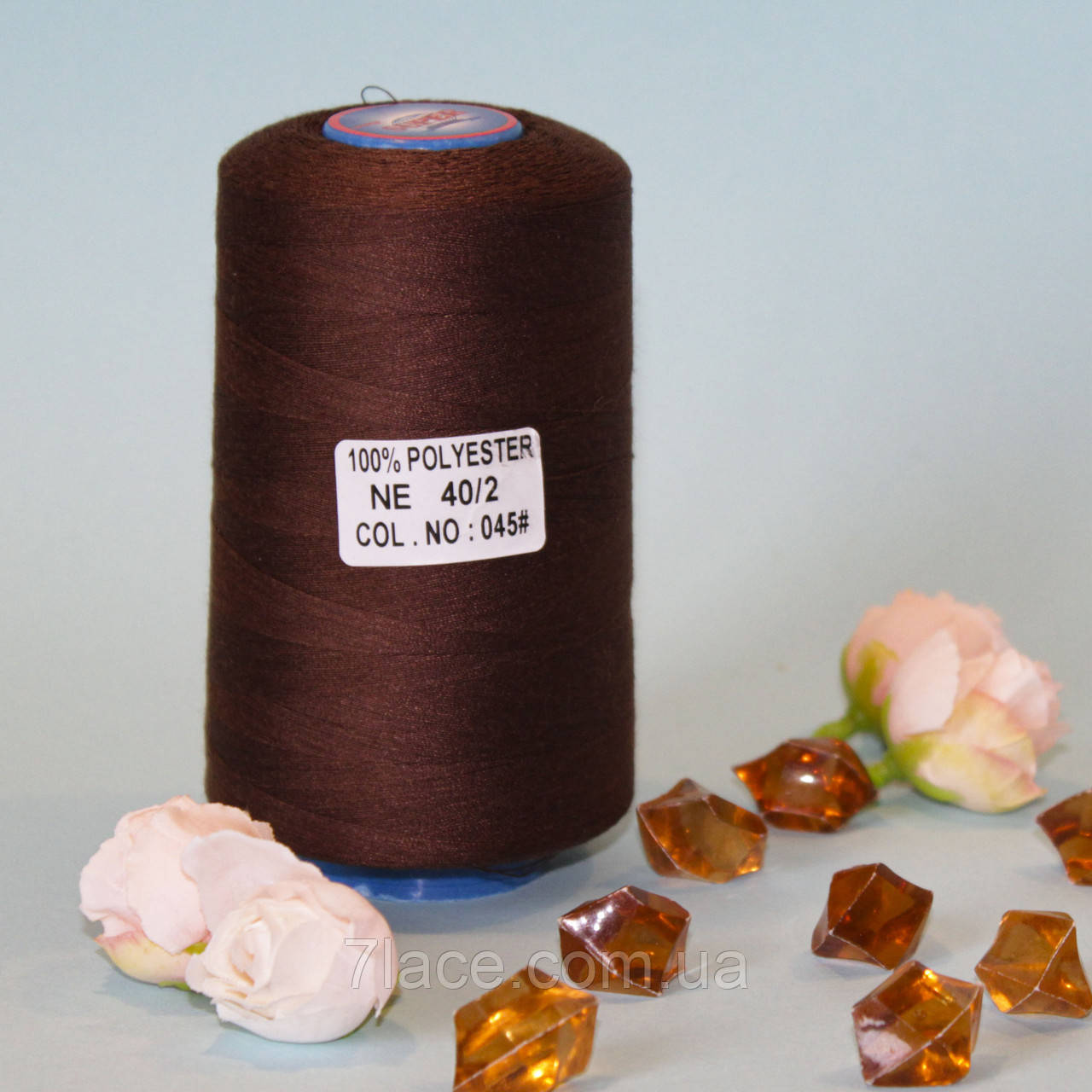 Нитки конус/колір коричневий/100% поліестер/40/2/бобіна 4000 ярдів ( приблизно 3500 м), фото 1