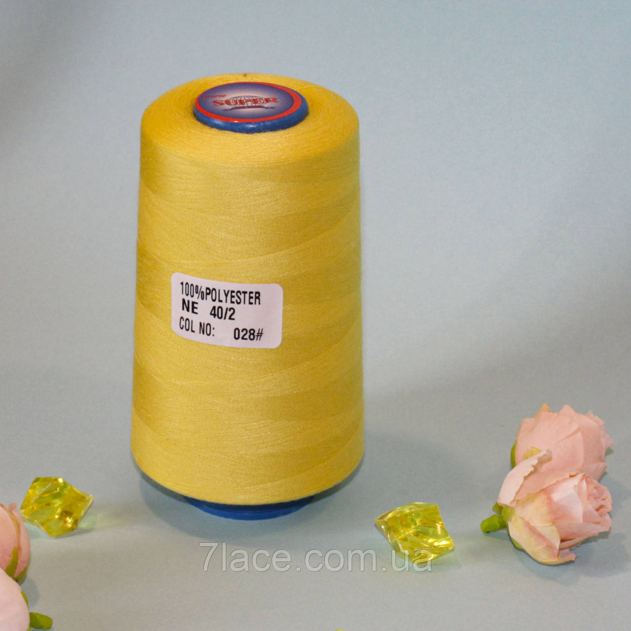 Нитки конус/колір жовтий/100% поліестер/40/2/бобіна 4000 ярдів ( приблизно 3500 м), фото 1