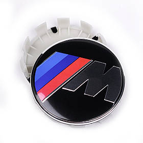 Ковпачки (заглушки) в литі диски BMW M-style 68 мм Чорна основа, хром