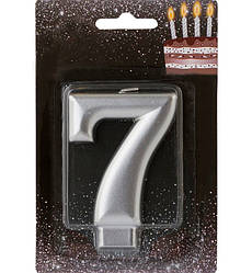 Свічки - цифри торт "7", висота - 8 см, колір - срібло