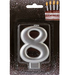 Свічки - цифри торт "8", висота - 8 см, колір - срібло