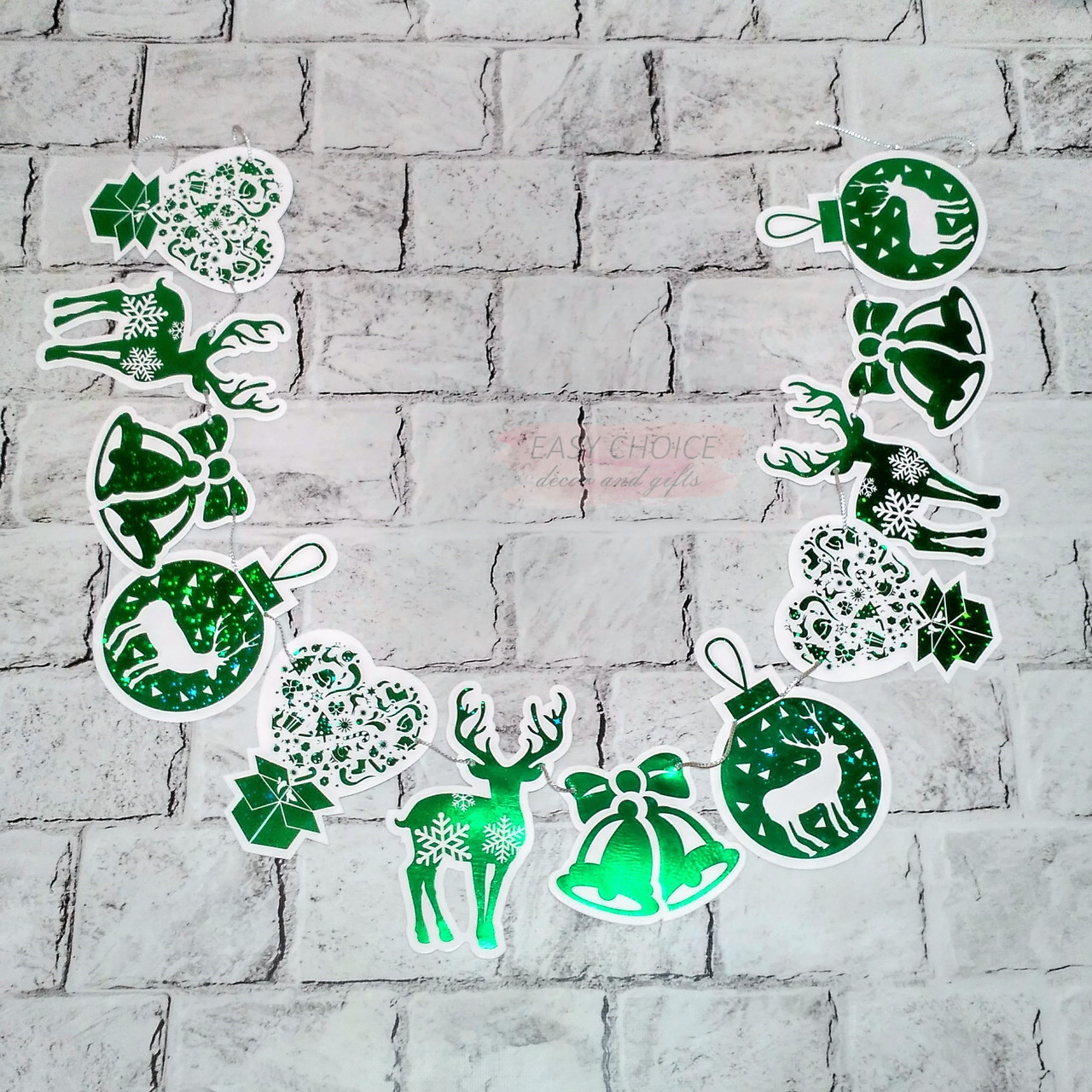 Гірлянда-розтяжка Новорічна, зелена, 2,3 метра