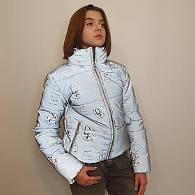 Куртка світловідбиваюча підліткова для дівчинки з рефлективної тканини з принтом Гаррі Поттер
