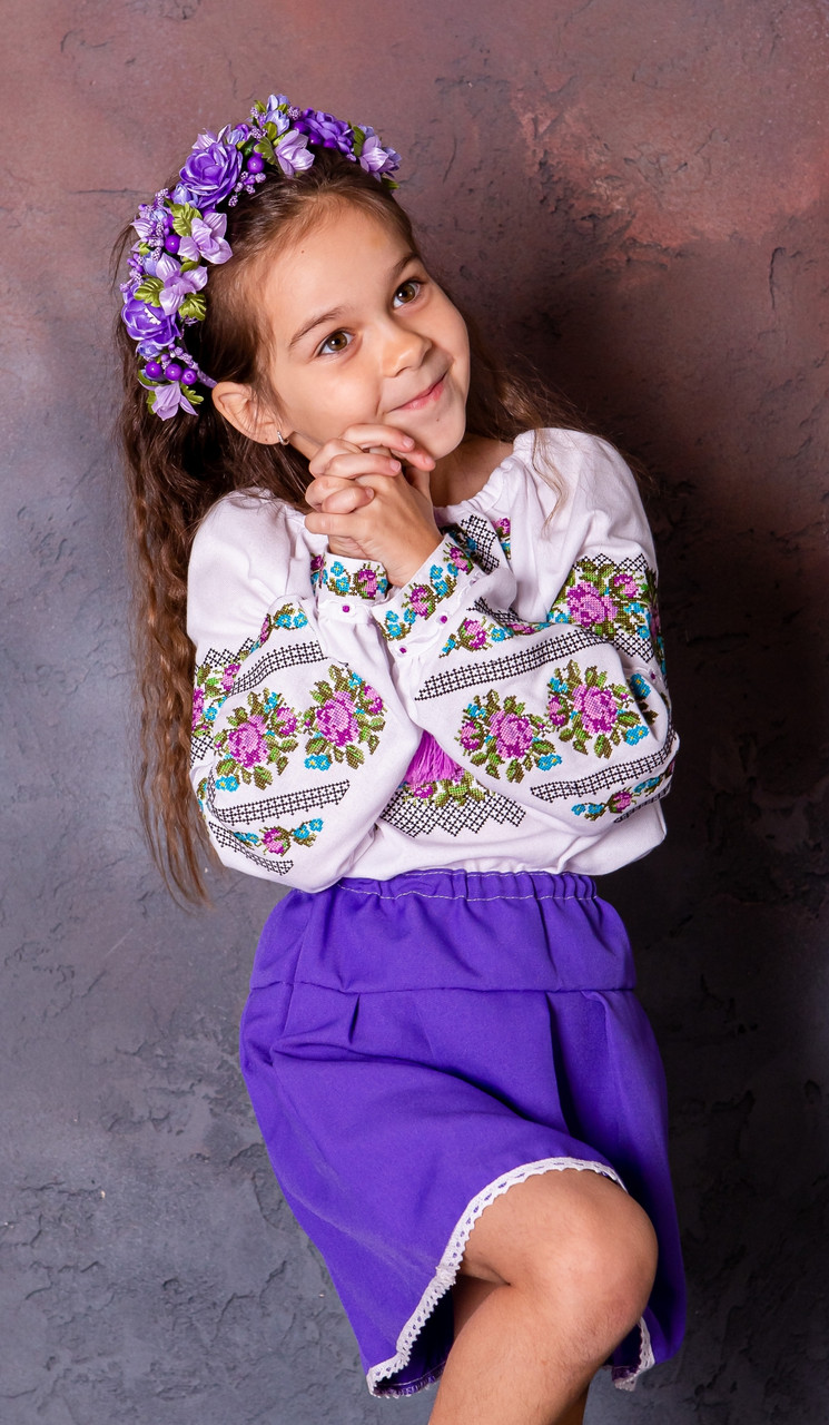 Вишиванка для дівчинки Чарівниця фіолетова, фото 1