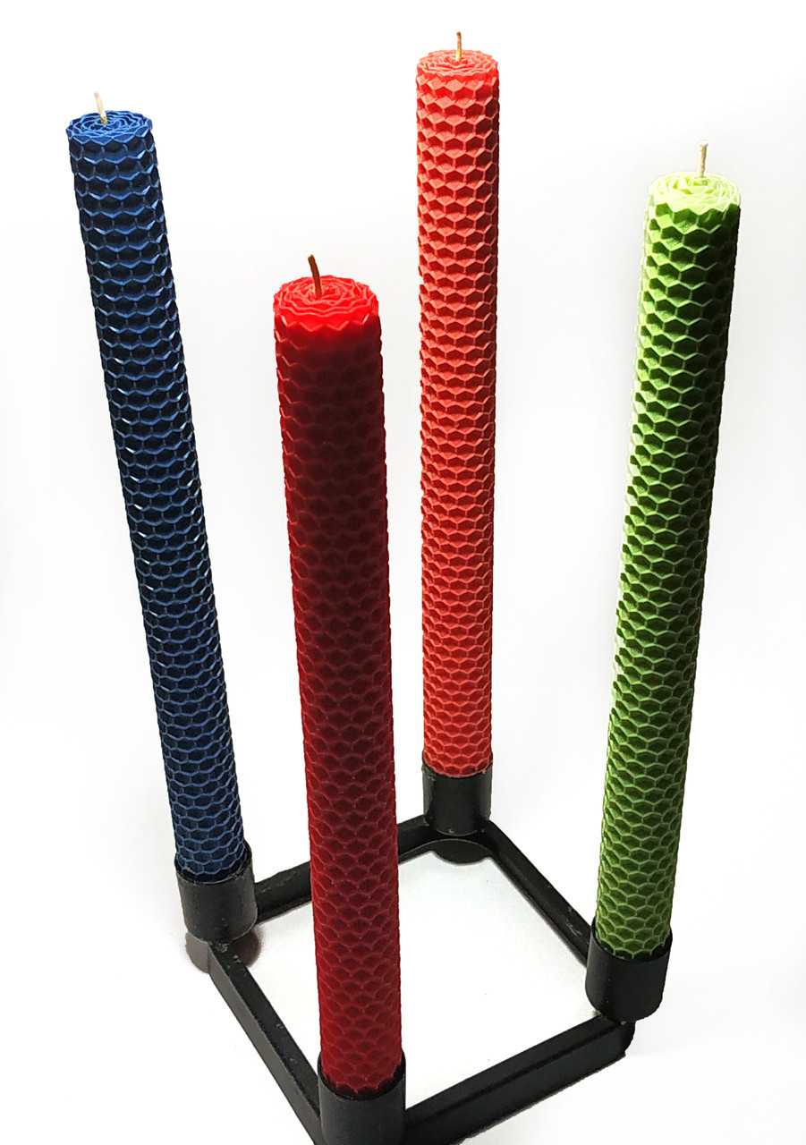 Свічки з кольорової вощини катані ручної роботи (висота 26 см діаметр 2,3 см) Чорний