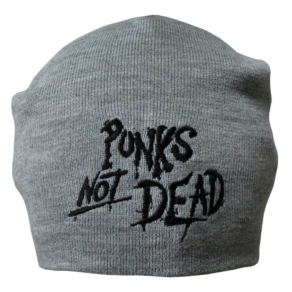 Шапка з вишивкою Punk’s Not Dead сіра, фото 1