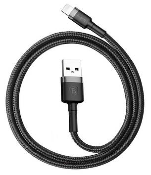 Кабель для зарядки телефона/ смартфона Baseus USB - Lightning 1.5 А 2 м Сірий/ Чорний(CALKLF-HG1), фото 3