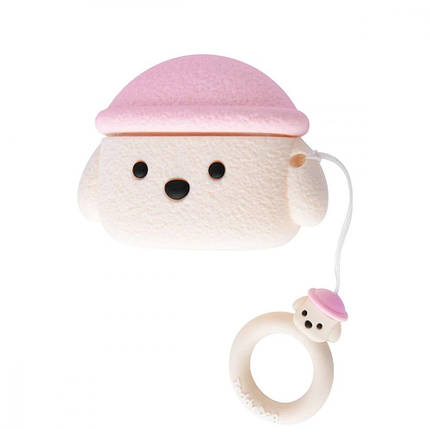 Чохол для навушників Apple AirPods Pro Alitek Teddy Dog (Тедді) Beige/pink + тримач, фото 1
