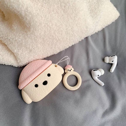 Чохол для навушників Apple AirPods Pro Alitek Teddy Dog (Тедді) Beige/pink + тримач, фото 3