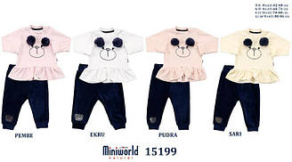 Комплект зимовий для дівчинки (кофта довгий рукав + штанці), велюр, Ведмедик, Miniworld