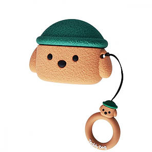 Чохол для навушників Apple AirPods Pro Alitek Teddy Dog (Тедді) Brown/green + тримач, фото 1