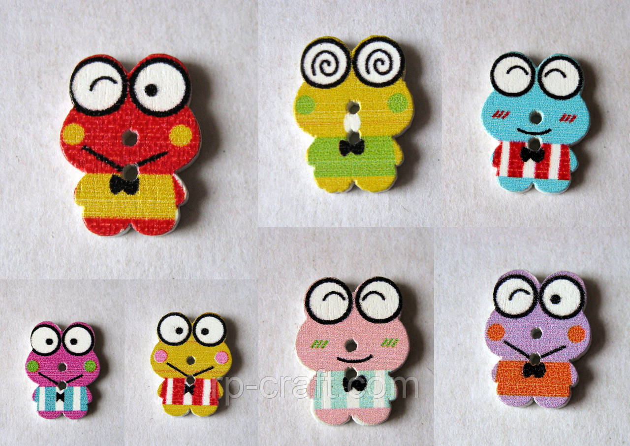 Гудзик дерев'яний декоративний. Жабеня, 14Х18 мм, фото 1