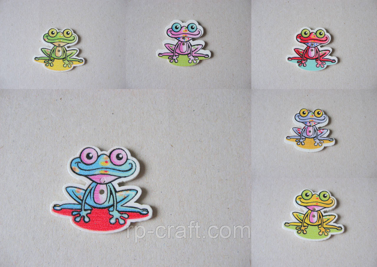 Гудзик дерев'яний, декоративний. Жаба, 27х31 мм, фото 1