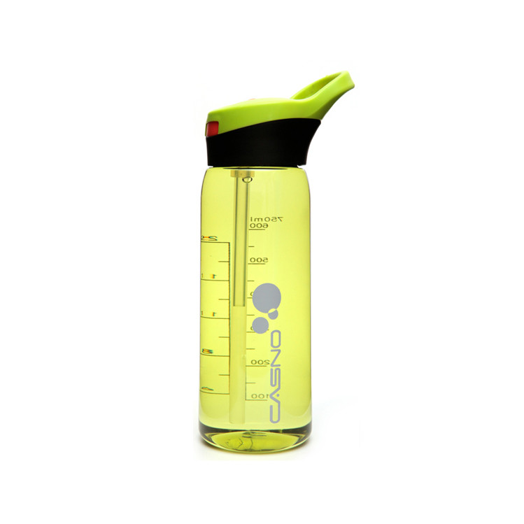 Пляшка для води CASNO 750 мл KXN-1207 Зелена з соломинкою, фото 1