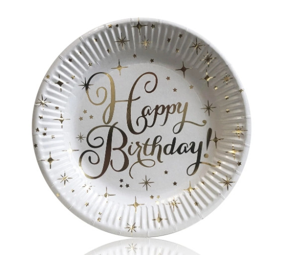 Тарілки святкові паперові одноразові Happy birthday!, фото 1