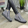 Черевики жіночі замшеві на товстій підошві, колір сірий, фото 6