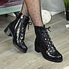 Черевики жіночі замшеві на невисокому стійкому каблуці, фото 3