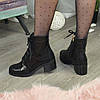 Черевики жіночі замшеві на невисокому стійкому каблуці, фото 5